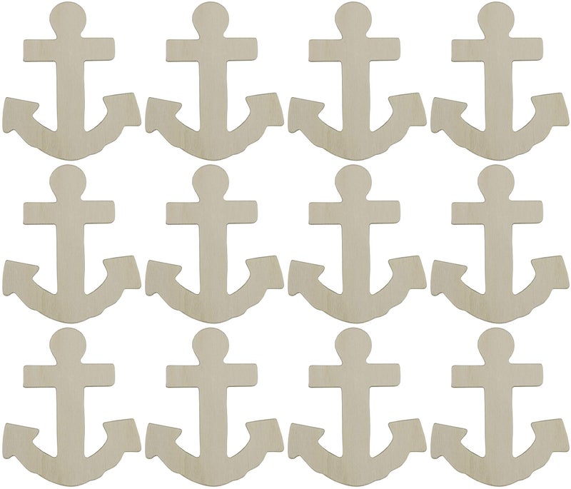 Creative Hobbies 4 Inch Unfinished Wooden Shapes Ready to Paint or Decorate Anchor Shape 12 Pack