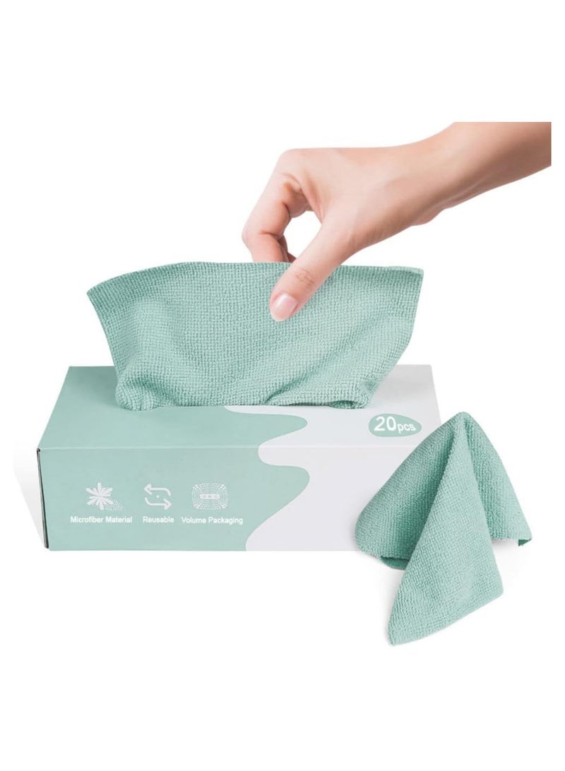 20pcs Microfiber Cleaning Cloth Removable Rag Reusable Cloth Tea Towel Hand Towel Washcloths Strong Absorbent Decontamination for Home Kitchen Cleaning - Image 1