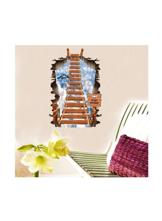 NIBEMINENT 3D Sky Stair Printed Wall Sticker White/Blue/Brown 100x70cm  - Image 3