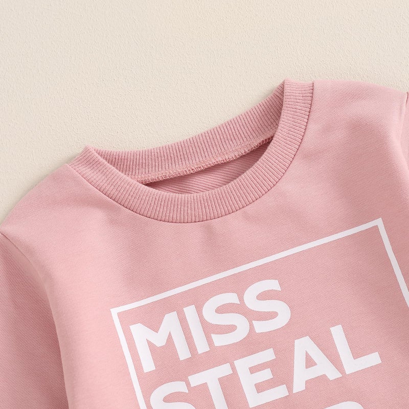BeQeuewll Baby Girl Clothes Fall Winter Outfits Long Sleeve Sweatsuit Letter Sweatshirt Pants Infant Toddler Girls Clothing (Snacks-Pink, 6-12 Months) - Image 4