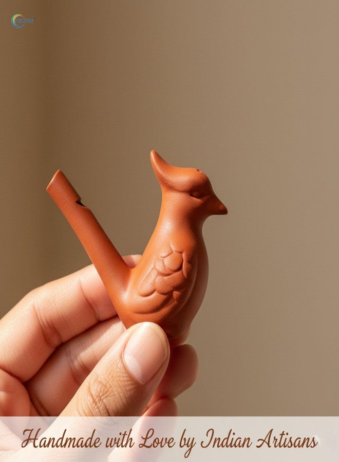 Neotea Handmade Mud Clay Bird Water Whistle Toy for Kids | Terracotta Animal Figurine Musical Toy | Fill with Water & Blow for Different Sounds | Pack of 4 - Image 4