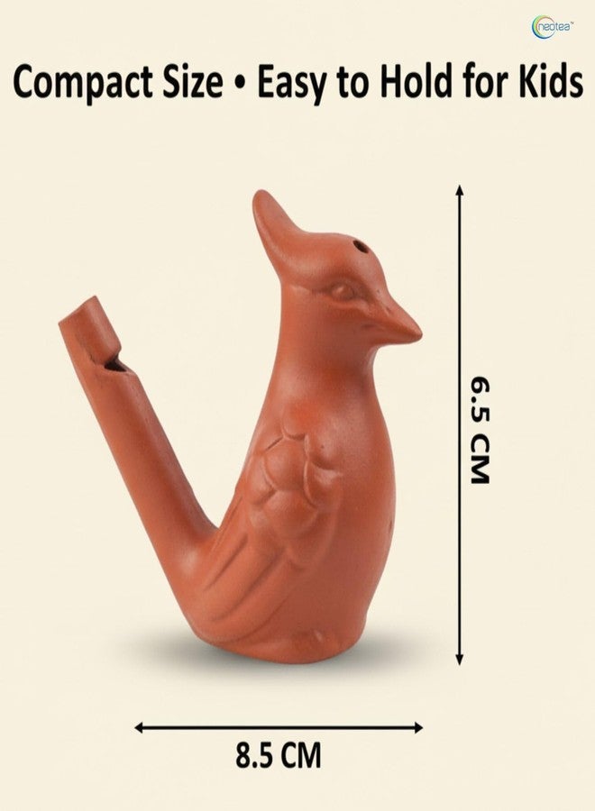 Neotea Handmade Mud Clay Bird Water Whistle Toy for Kids | Terracotta Animal Figurine Musical Toy | Fill with Water & Blow for Different Sounds | Pack of 4 - Image 2