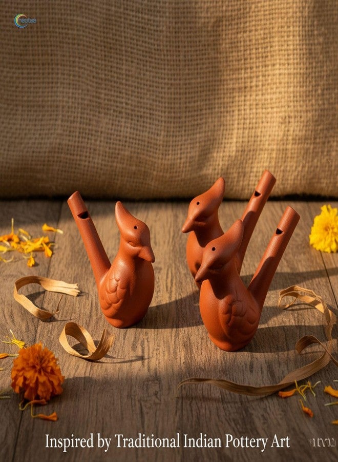 Neotea Handmade Mud Clay Bird Water Whistle Toy for Kids | Terracotta Animal Figurine Musical Toy | Fill with Water & Blow for Different Sounds | Pack of 4 - Image 5