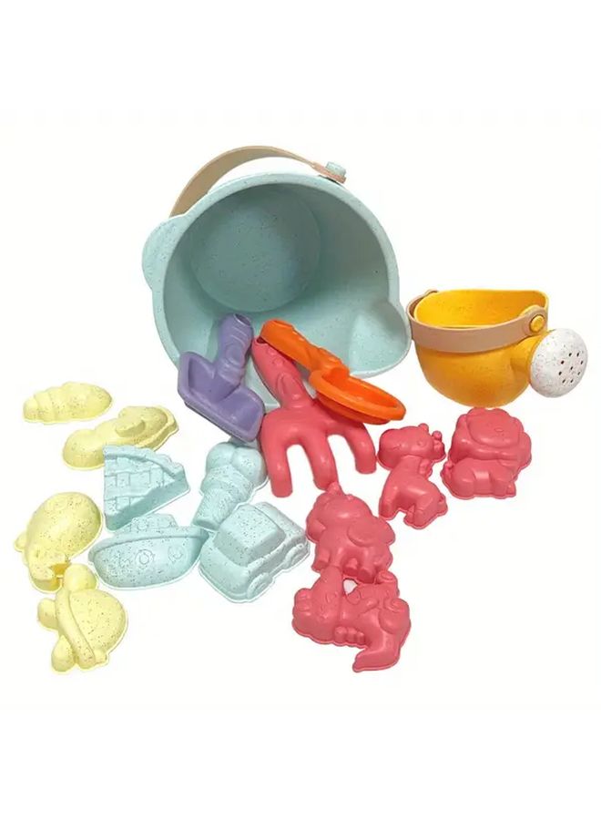 17 Pcs Straw Beach Toy Set With Sand Molds And Mini Tools Colorful Plastic Playset For Kids Ideal Summer Gift Random Colors And Styles Beach Play Essentials Playful Design Durable Plastic - Image 3