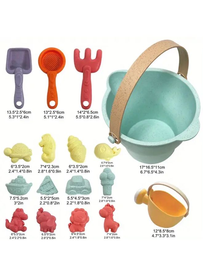 17 Pcs Straw Beach Toy Set With Sand Molds And Mini Tools Colorful Plastic Playset For Kids Ideal Summer Gift Random Colors And Styles Beach Play Essentials Playful Design Durable Plastic - Image 2