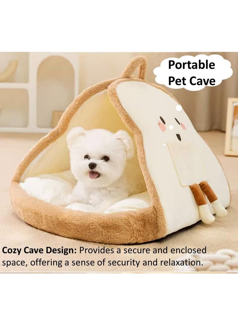 عام مغارة الحيوانات الأليفة المحمولة للجراء والقطط الصغيرة، تصميم لطيف مثل التوست للحيوانات الأليفة الصغيرة، مريحة للإحتضان - Image 2
