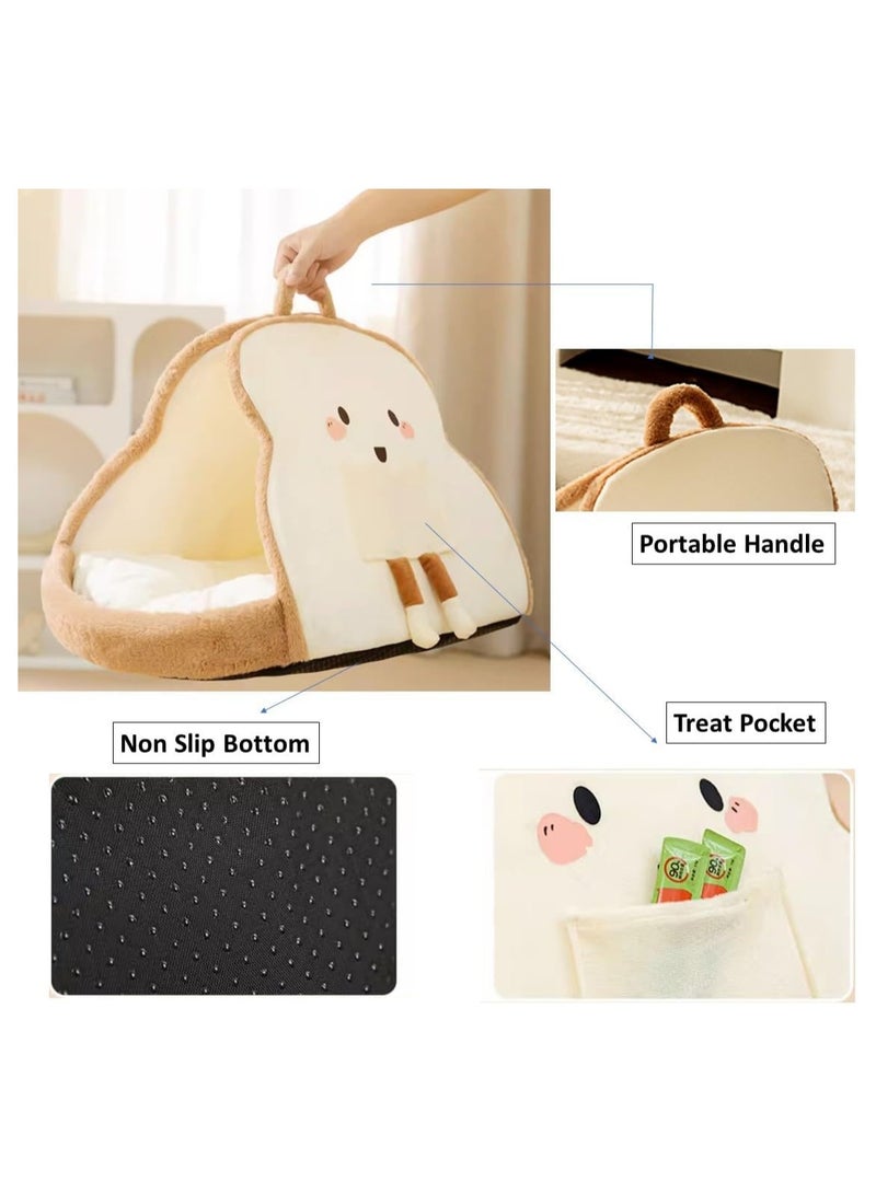 عام مغارة الحيوانات الأليفة المحمولة للجراء والقطط الصغيرة، تصميم لطيف مثل التوست للحيوانات الأليفة الصغيرة، مريحة للإحتضان - Image 3