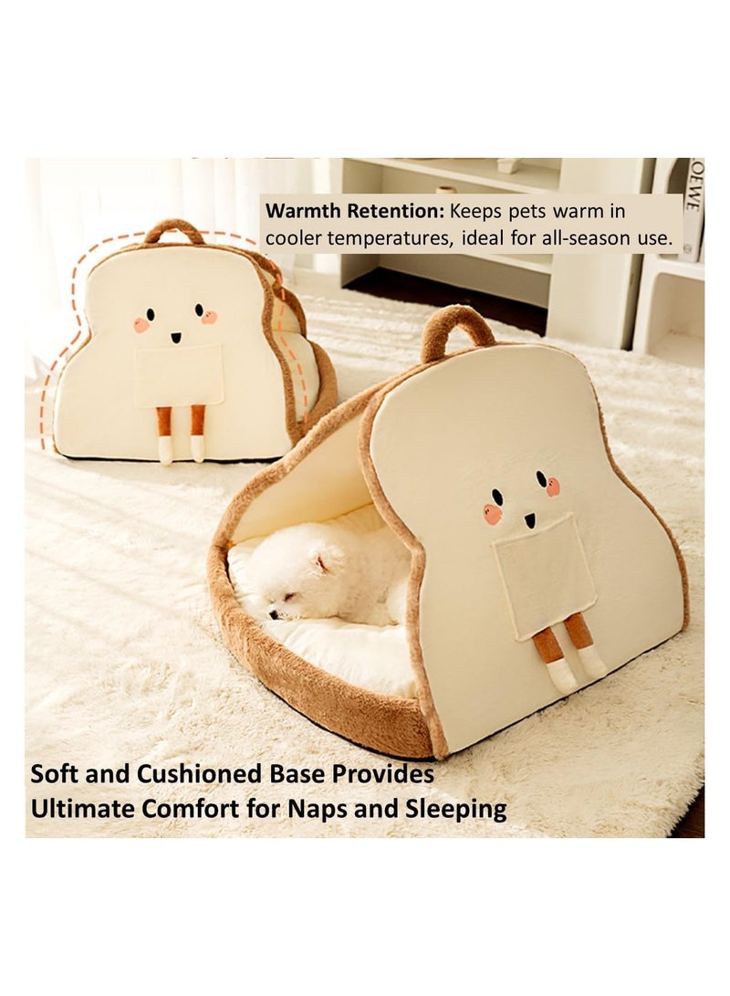 عام مغارة الحيوانات الأليفة المحمولة للجراء والقطط الصغيرة، تصميم لطيف مثل التوست للحيوانات الأليفة الصغيرة، مريحة للإحتضان - Image 4