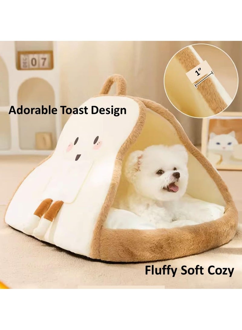عام مغارة الحيوانات الأليفة المحمولة للجراء والقطط الصغيرة، تصميم لطيف مثل التوست للحيوانات الأليفة الصغيرة، مريحة للإحتضان - Image 5