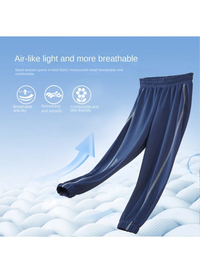 Smooth And Non-sticky】children's Summer Lightweight Drape Mosquito-repellent Long Pants, Boys' Breathable Mesh Sports Pants - Image 3