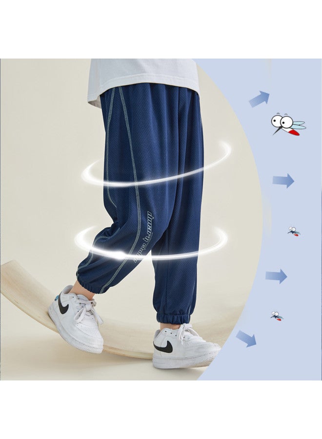 Smooth And Non-sticky】children's Summer Lightweight Drape Mosquito-repellent Long Pants, Boys' Breathable Mesh Sports Pants - Image 4