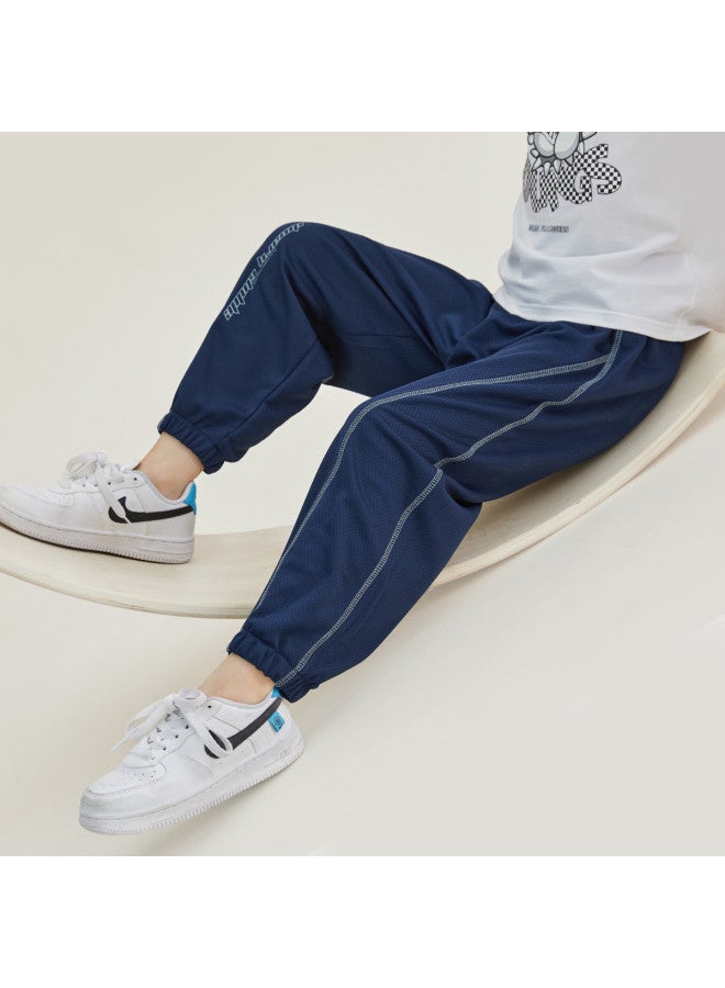 Smooth And Non-sticky】children's Summer Lightweight Drape Mosquito-repellent Long Pants, Boys' Breathable Mesh Sports Pants - Image 5