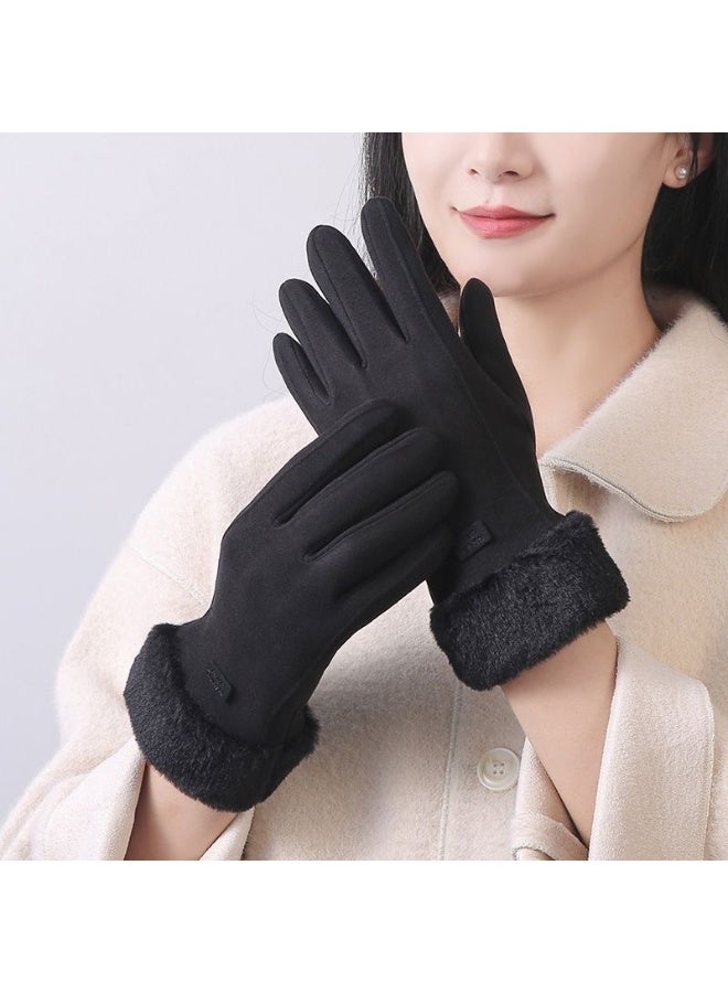 Winter Warm Touch Screen Gloves for Women – Windproof Thermal Gloves for Outdoor Cycling, Driving & Daily Wear Black - Image 1