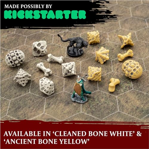lynx DND Dice Set Set of 7 Polyhedral Skull Bone RPG Dice D20 D12D10 D10 D8 D6 D4 Sided Cool Unique Gift for Dungeons Dragons Warhammer DD Pathfinder D and D Accessories Yellow - Image 5
