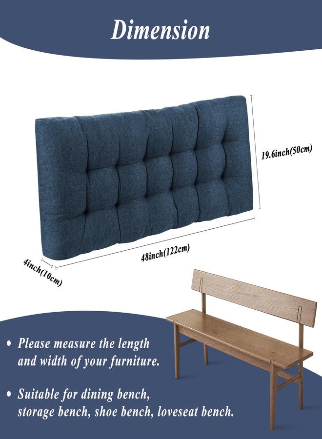 FlyGulls Bench Cushion for Indoor Furniture Rectangle Bench Seat Cushion for Bay Window Entryway Bench Thick Textured Chair Cushion with Non-Slip Backing 1 Pack 48 x 19 inch, Navy - Image 2