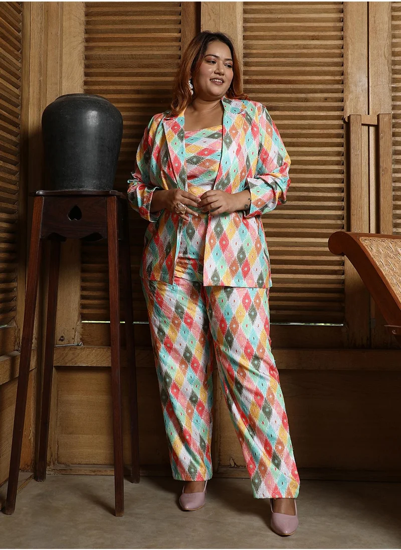 انستافاب بلس Women's Multicolour Geometric Pantsuit