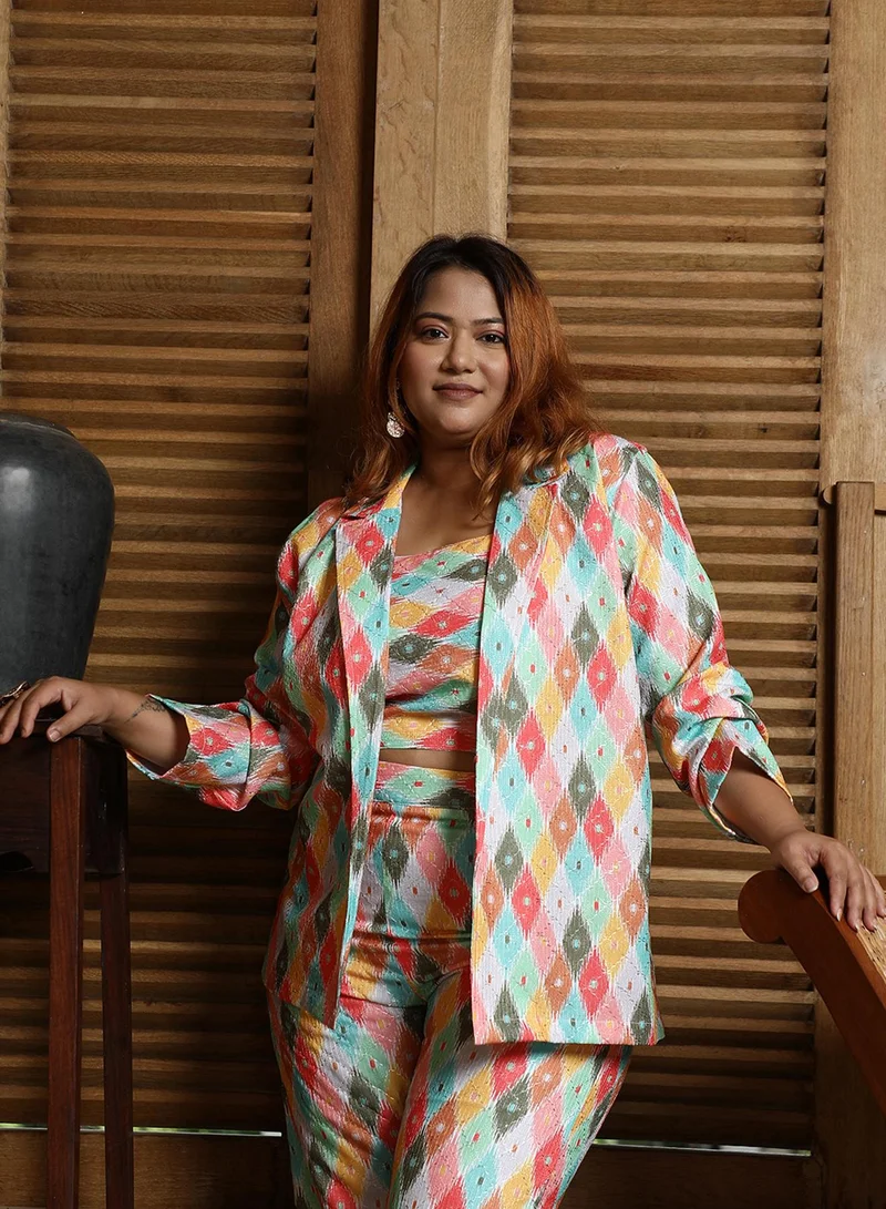 Instafab Plus Women's Multicolour Geometric Pantsuit