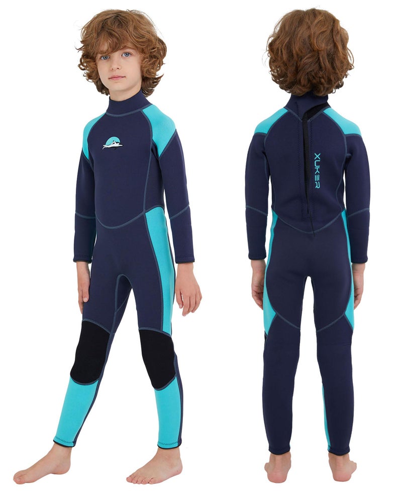 XUKER Kids Wetsuit for Boys Girls Youth 3mm Neoprene Back Zip Wet Suit Thermal Full Body Wetsuits for Teens Scuba Dive Swimming Boating Snorkeling (Boy 2) - Image 1