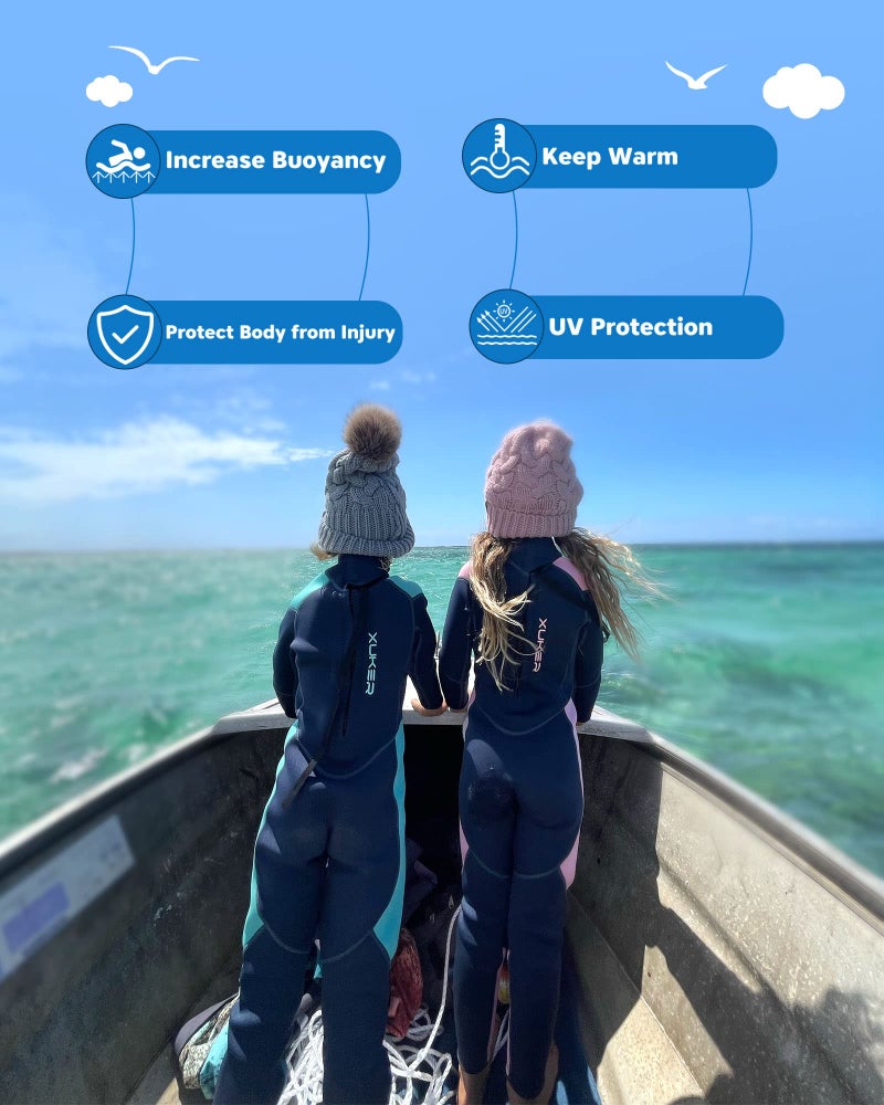 XUKER Kids Wetsuit for Boys Girls Youth 3mm Neoprene Back Zip Wet Suit Thermal Full Body Wetsuits for Teens Scuba Dive Swimming Boating Snorkeling (Boy 2) - Image 5