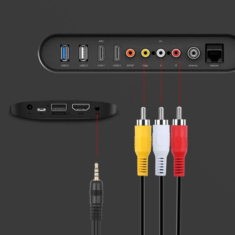 HAKUHO كابل 3.5 مم 1/8" TRRS إلى 3 RCA ذكر 3rca إلى كابل AUX للتلفاز، الهواتف الذكية، MP3، الأجهزة اللوحية، السماعات، المسرح المنزلي (10 م/32 قدم)، متعدد الألوان - Image 1