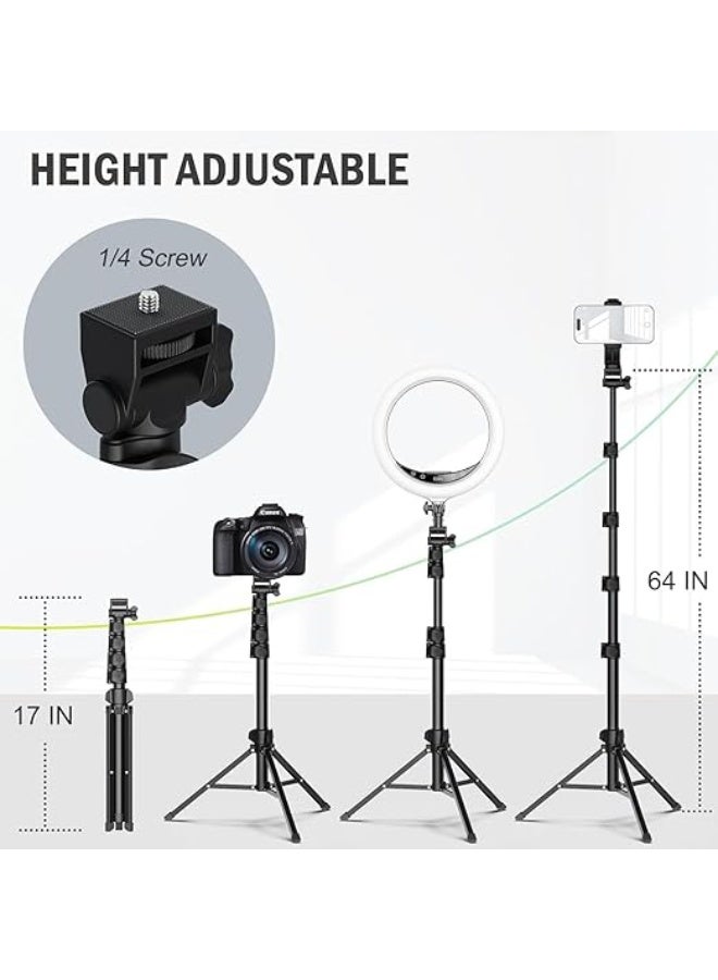 64-Inch Adjustable Tripod Stand for Phone and Camera with Wireless Remote, Portable Mobile Phone Holder for Video Recording and Streaming - Image 4