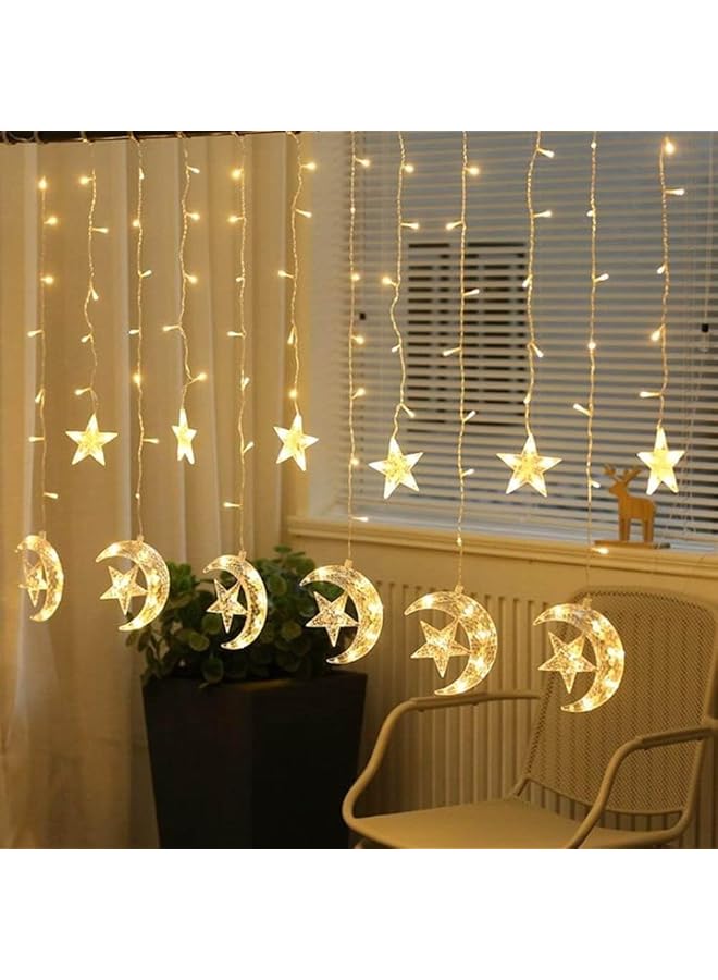 erorex Ramadan Decorations And Decorations Crescent Inside Dangling Stars 3 Meters Wide And 1 Meter Height Light Color Yellow Smart Devices Store - Image 1