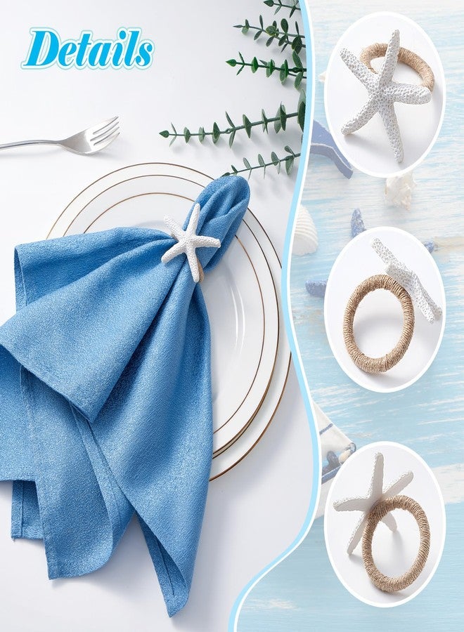 APTWOW Napkin Rings Set of 12, Starfish Napkin Rings for Table Decor, White Sea Star Napkin Ring Holders for Coastal Decor, Beach Decor, Wedding, Dinner Party, Summer, Birthday, Nautical, Banquet - Image 5