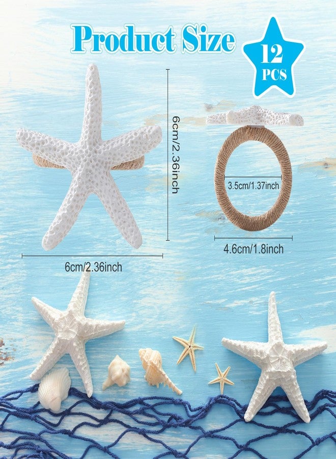 APTWOW Napkin Rings Set of 12, Starfish Napkin Rings for Table Decor, White Sea Star Napkin Ring Holders for Coastal Decor, Beach Decor, Wedding, Dinner Party, Summer, Birthday, Nautical, Banquet - Image 3
