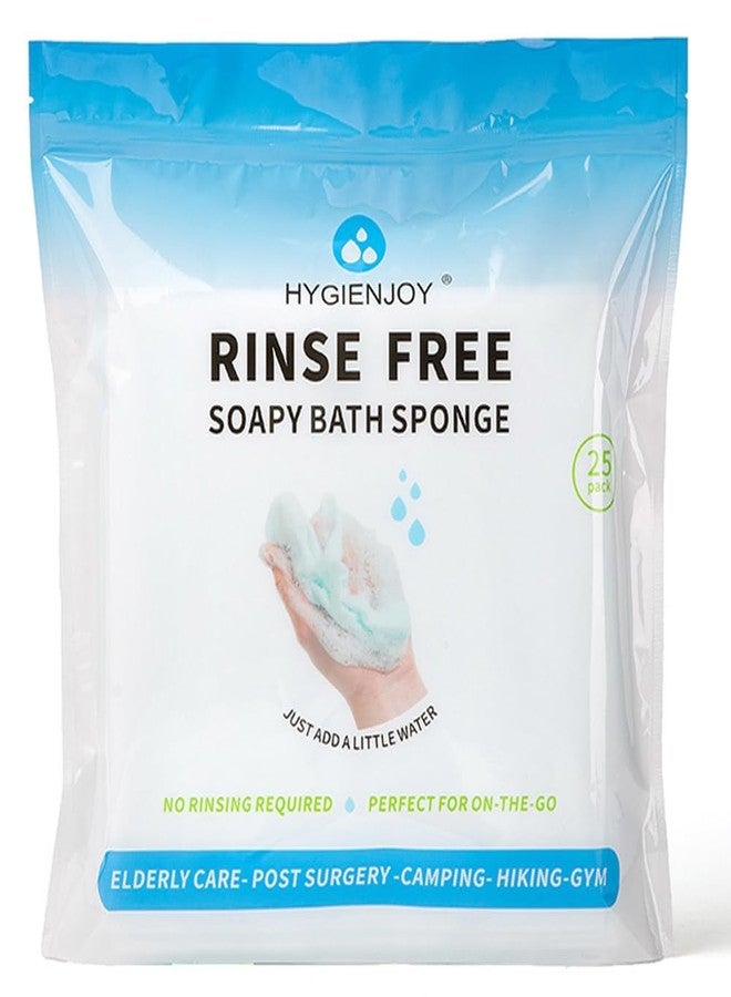 HYGIENJOY مناديل استحمام هايجين جوي - أكبر بنسبة 21%، لا تحتاج للشطف - إسفنجات استحمام بدون شطف، مشبعة بالصابون، مناديل استحمام جافة لكبار السن، للتخييم، المشي لمسافات طويلة، صالة الألعاب الرياضية، مستلزمات ما بعد الجراحة، (25 منديل) - Image 1