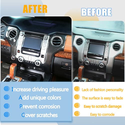 LLKUANG ABS Center Console air Conditioning air Outlet Decoration Frame Cover Trim for Toyota Tundra 2014-2020 Modification Accessories (Carbon Fiber Style) - Image 2