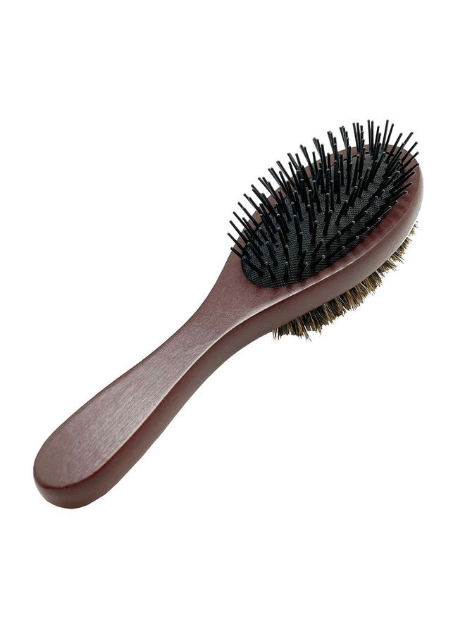 Donna Double Sided Styling Brush for Women - 100% Boar Bristles, Cushioned Wooden Detangling Brush for Wet Hair - Image 1