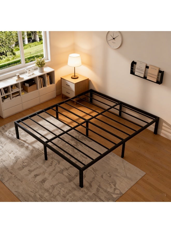 أنفانكي إطار سرير الملكة المعدنية أنفانك 200*150 سم. دعم سلات قوية ثقيلة سهلة التجميع مؤسسة فراش أسود لغرفة نوم سعودية - Image 1