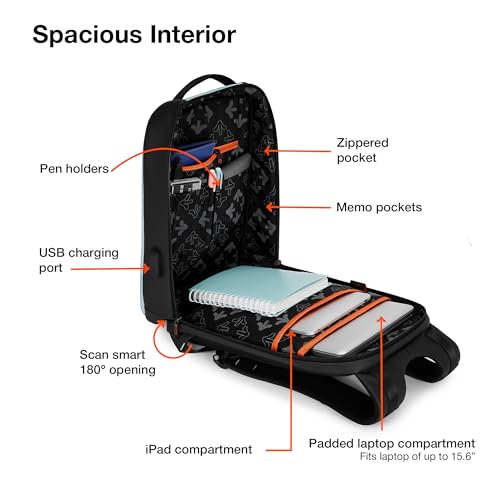 Nasher Miles Madison Passenger Workpack 22 Liters Water Resistant, Padded, Premium Reversed Polyester Black Blue Laptop Backpack | USB charging| Unisex | Ideal For Office (Black & Blue) - Image 4