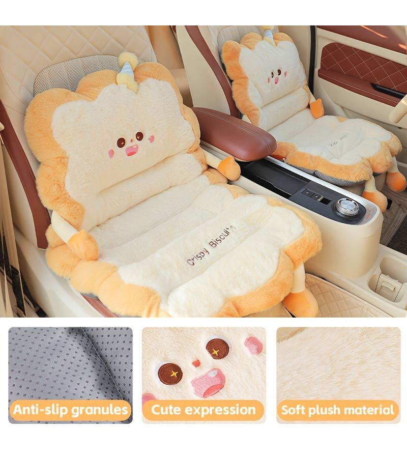 Cute Cookies Plush Car Seat Cushion Warm Practical Easy To Install Charming Car Accessory Great Gift For Friends - Image 5