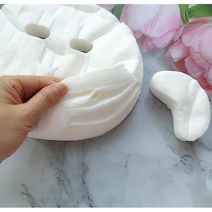 Jilukibo Pre-cut Cotton Facial Mask Paper Sheets with 100 Pcs Eye Mask Paper, Disposable White DIY Natural Spa Skin Care Fiber Paper for Women, Non Woven Beauty Face Masks for Home Spa Travel (100 Pack ) - Image 5