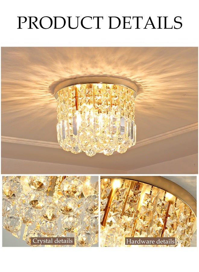 DUNISO Crystal Ceiling Lamp, Corridor Lamp, Entrance Lamp, Three-Color Variable Light, Balcony Cloakroom Aisle Lamp, Round Chandelier, Suitable For Corridor Entrance, Dining Room, Living Room, Study, Bedroom, Stairwell - Image 3