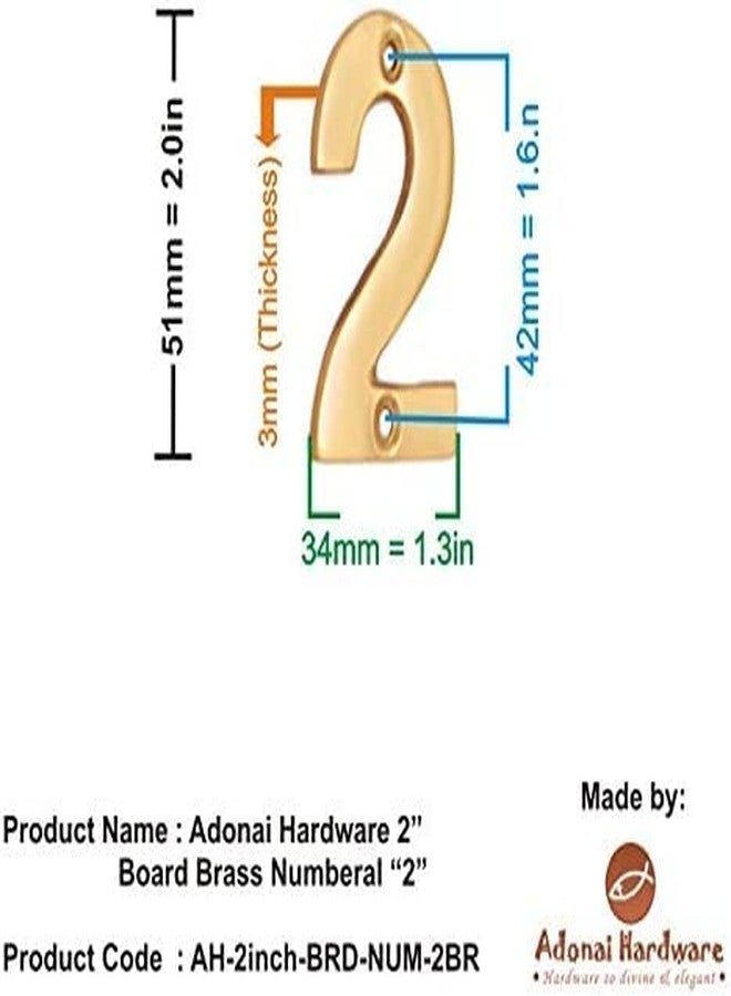 Adonai Hardware 2" Broad Brass Numeral "0-9" (2) - Polish Lacquered - Image 2