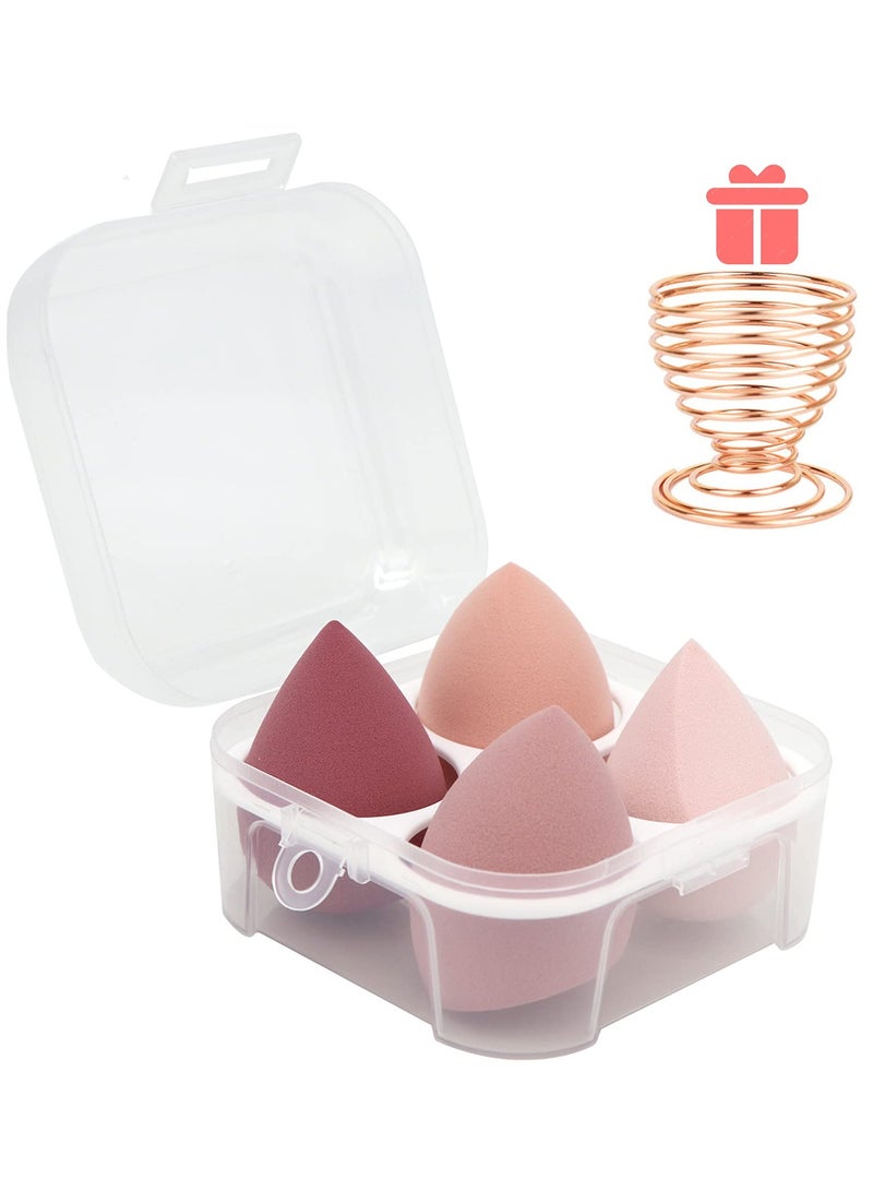 Generic 4 PCS Makeup Sponge with Holder Case Set, Makeup Sponges Blender Beauty Sponge Makeup Egg , Latex-Free Dry & Wet Use Foundation Cosmetic Makeup Puff for Powder Cream  - Image 1