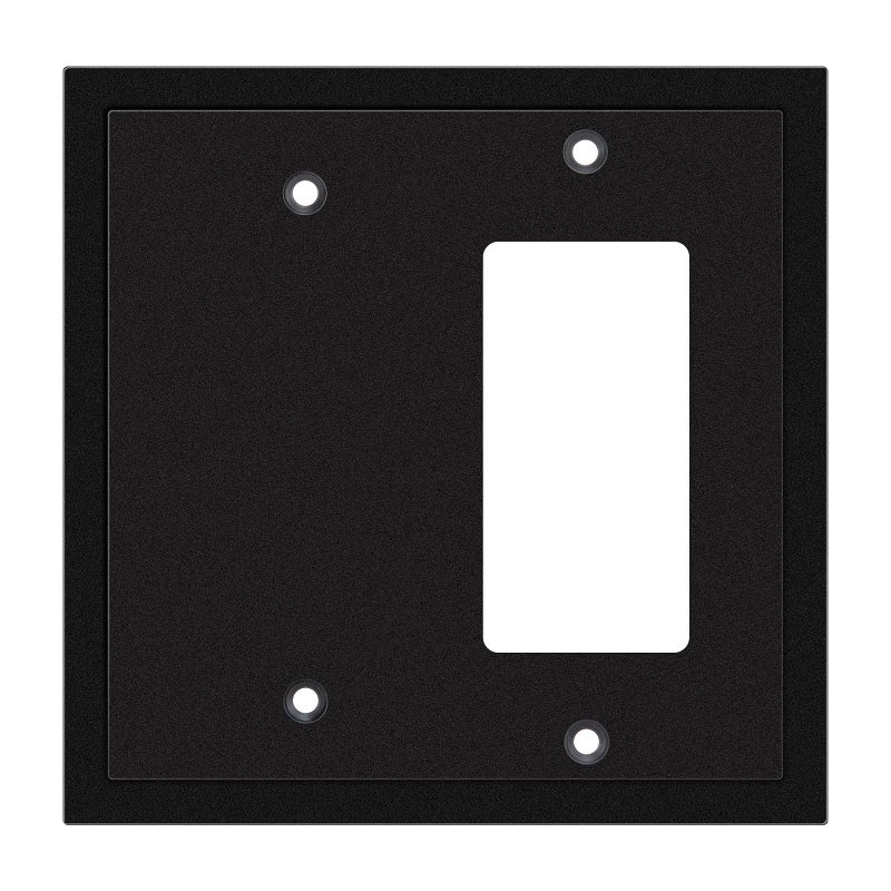 Henne Bery Modern Edge Decorative Wall Plate Switch Plate Outlet Cover Durable Solid Zinc Alloy BlankDecorator Matte Black