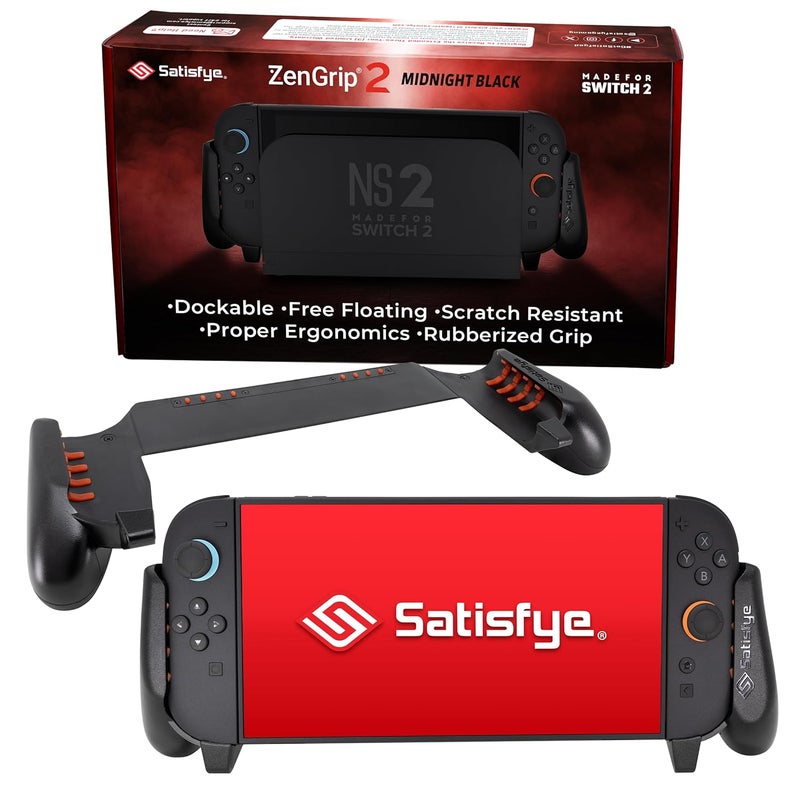 Satisfye - ZenGrip 2, Compatible with Nintendo Switch 2 - Comfortable & Ergonomic, Joy Con & Switch Control, Accessories Designed for Gamers, Black (Fits Switch 2 only) - Image 1