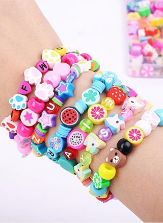 1000 Pcs Polymer Clay Beads Bracelet Making Kit – 24 Styles of Cute Fun Beads, Charms for DIY Jewelry, Bracelets, Necklaces, Earrings – Ideal Craft Set for Women and Girls with Storage Box (No String) - view 5
