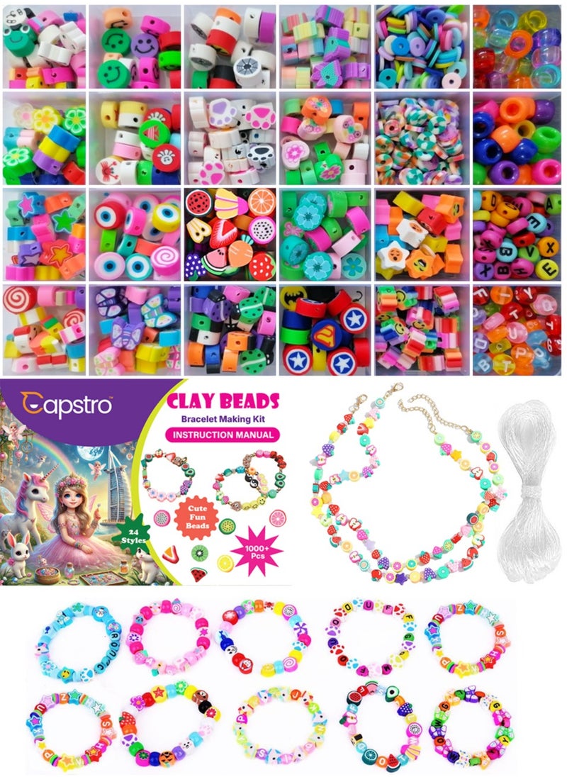 1000 Pcs Polymer Clay Beads Bracelet Making Kit – 24 Styles of Cute Fun Beads, Charms for DIY Jewelry, Bracelets, Necklaces, Earrings – Ideal Craft Set for Women and Girls with Storage Box - pzsku/Z60F5F40F0AD2DD1391C4Z/45/_/1730839006/f436ff4d-db2c-4939-9327-ad25a7424d7c