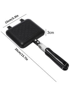 Generic 1pcs Grilled Sandwich Frying Pan Stovetop Toasted Panini Maker with Handle Flip Grill Pan Nonstick Double Sided Aluminum Flip Maker for Home Cooks Toasties, Kitchen, Breakfast, Camping, (Black)  - Image 3