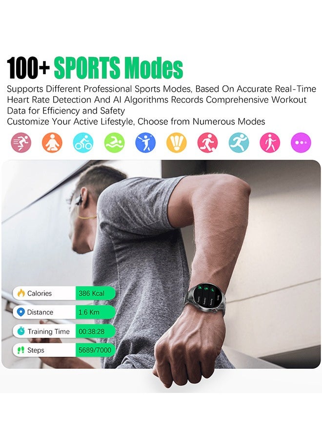 RollsTimi  Smart Watches for Men with Bluetooth Call, 1.75" AMOLED Waterproof Smartwatch, 100+ Sport Modes, 400mAh Heart Rate/Sleep Monitor Fitness Tracker for Android iOS  - Image 2