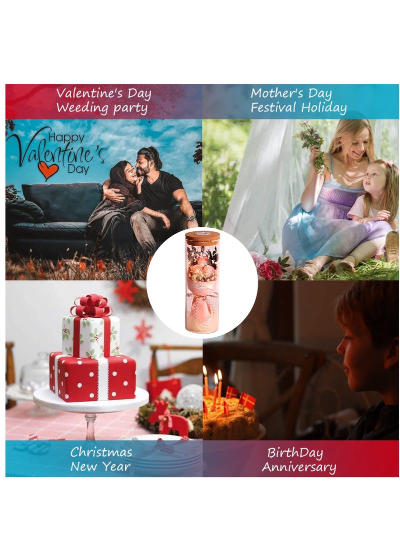 SOLARAE Artificial Preserved Flower Ornament Rose Bouquet Flower with Glass Coverï¼ŒRose Flower Gifts for Women Mom Grandma Wife,Gift for Valentine's Day&Mothers Day, Peach Pink Rose - Image 4