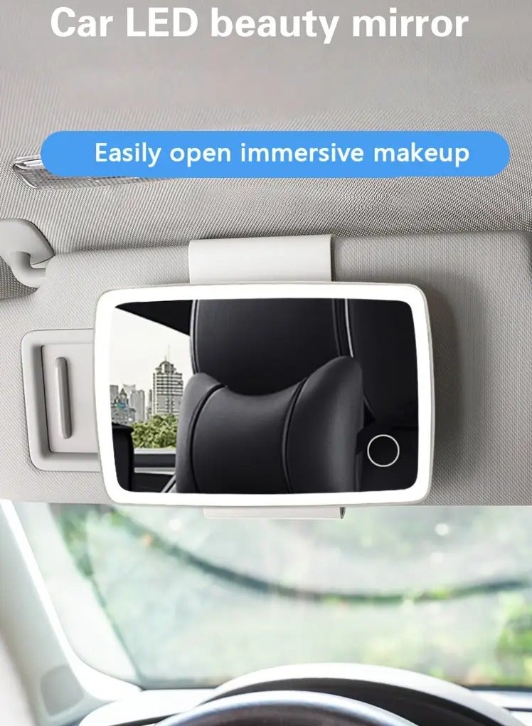 Generic Universal Car Visor Vanity Mirror with LED Light – Front Placement, Adjustable Brightness, Flat Rectangle Lens, ABS Material, Auto Interior Accessory  - Image 1