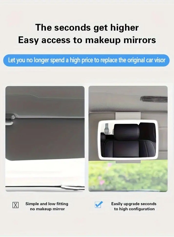 Generic Universal Car Visor Vanity Mirror with LED Light – Front Placement, Adjustable Brightness, Flat Rectangle Lens, ABS Material, Auto Interior Accessory  - Image 5