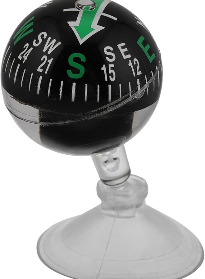 بوصلة محمولة للسيارة مع كوب شفاط للسفر والقوارب والأنشطة الخارجية باللون الأسود - Image 1