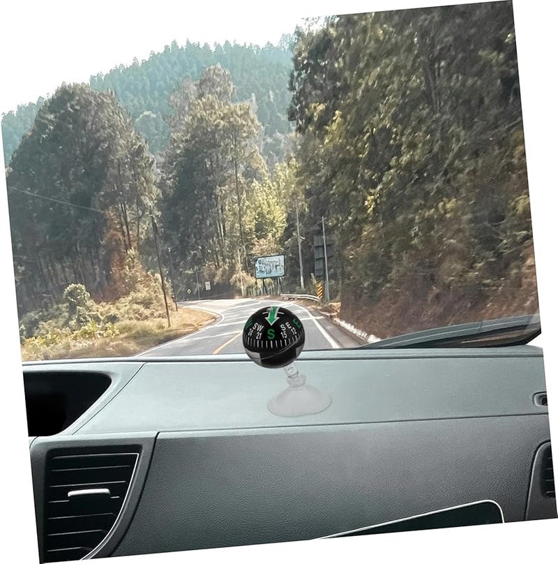 بوصلة محمولة للسيارة مع كوب شفاط للسفر والقوارب والأنشطة الخارجية باللون الأسود - Image 5