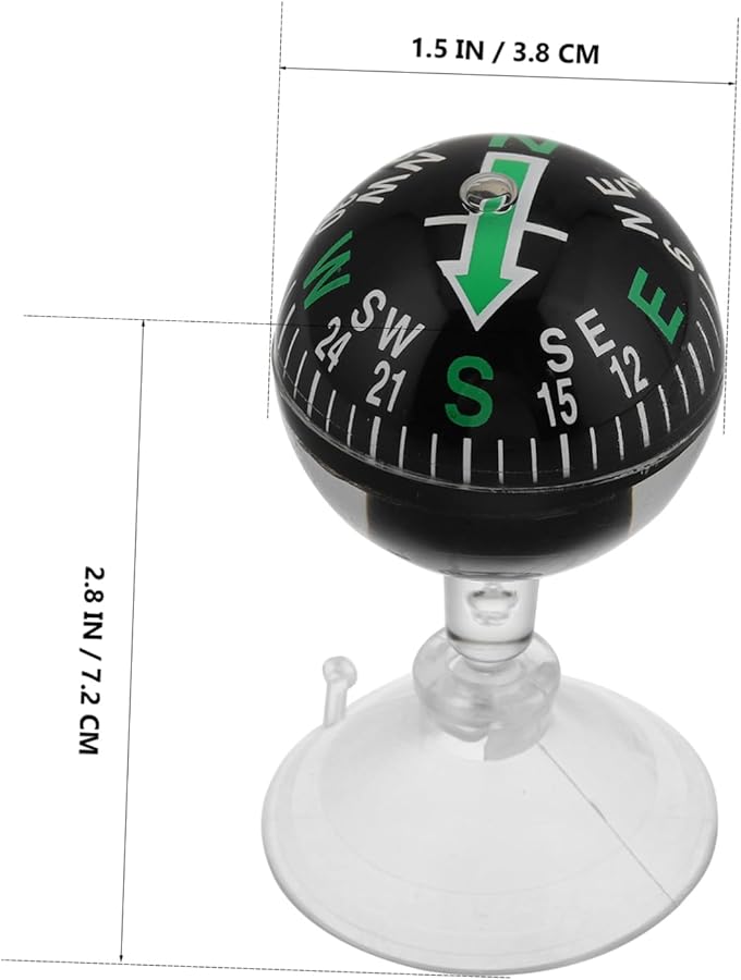 بوصلة محمولة للسيارة مع كوب شفاط للسفر والقوارب والأنشطة الخارجية باللون الأسود - Image 3